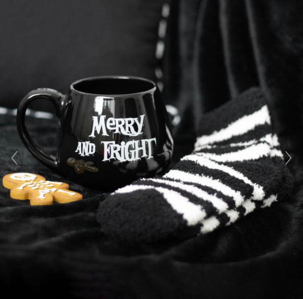 Gothic Christmas Merry and Fright Mug and Socks Set