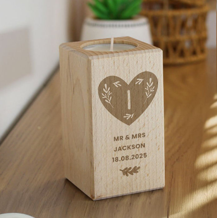 Personalised 1st Anniversary Wooden Tealight Holder