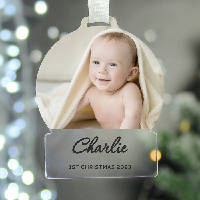 Personalised Photo Upload Baby’s 1st Christmas Decoration
