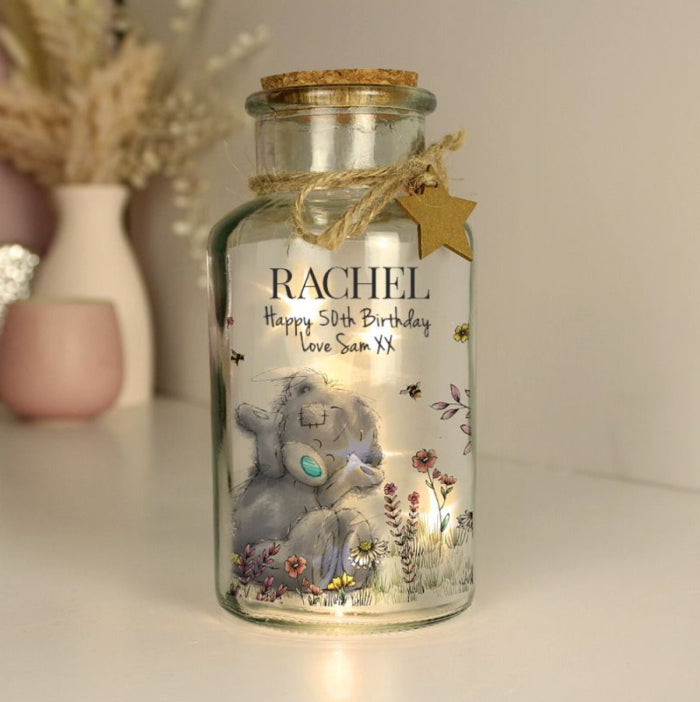 Personalised 50th Birthday Me to You Floral LED Glass Jar - Any Text