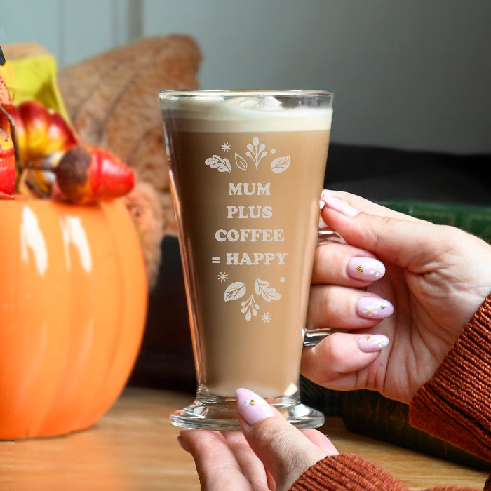 Personalised Autumn Leaves Latte Glass Mug - Home Decor