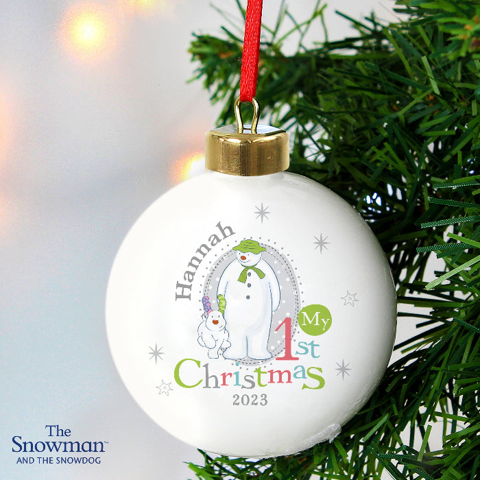 Personalised The Snowman & the Snowdog My 1st Christmas Bauble
