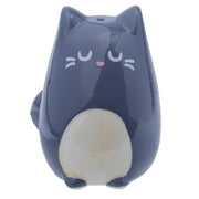 Feline Fine Black & Grey Cat Ceramic Salt & Pepper Shakers Set