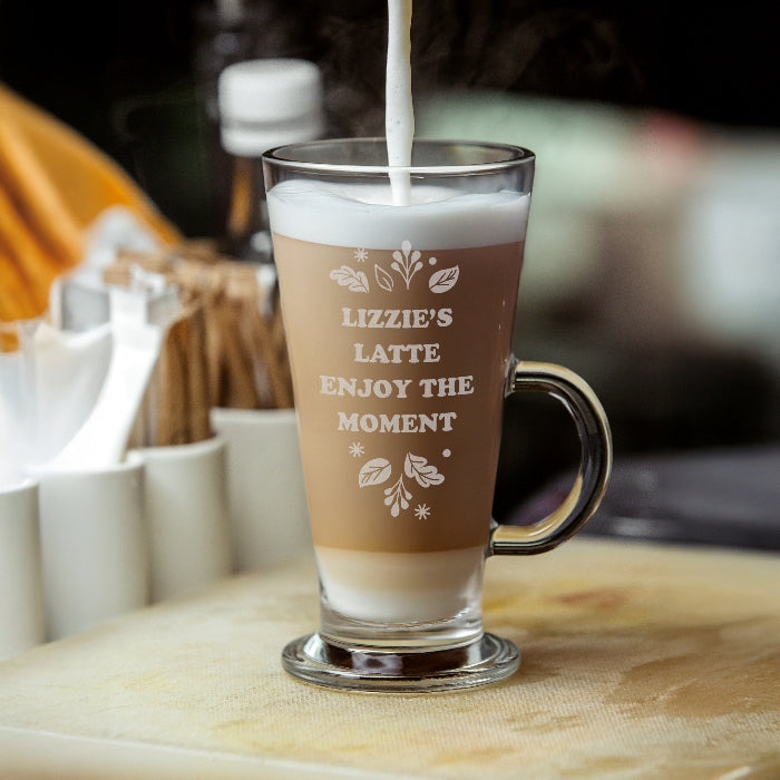 Personalised Autumn Leaves Latte Glass Mug - Home Decor
