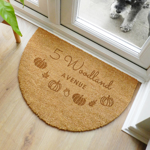 Personalised Autumn Pumpkin Half Moon Doormat - Home Decor