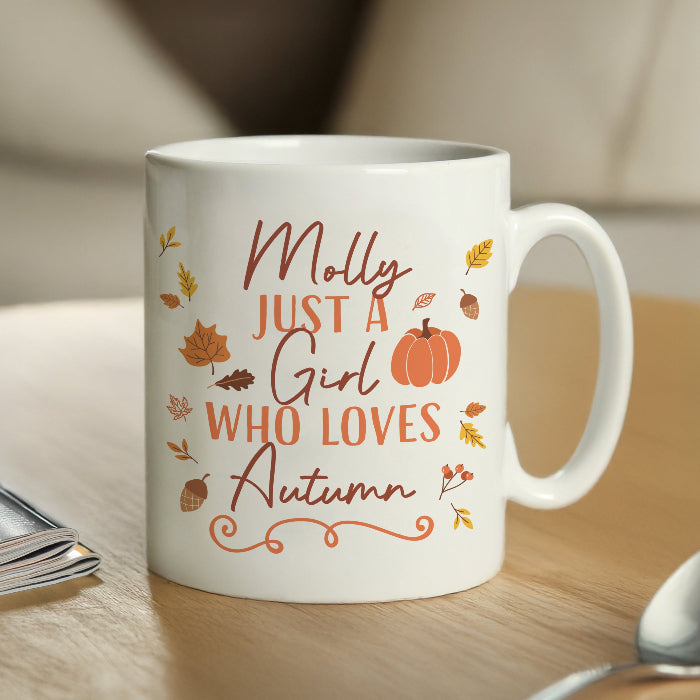 Personalised Just a Girl Who Loves Autumn Mug - Home Decor