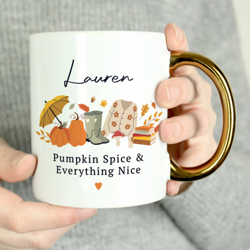 Personalised Autumn Design Gold Handled Mug - Home Decor