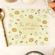 Personalised Autumn Pumpkin Glass Chopping Board - Home Decor