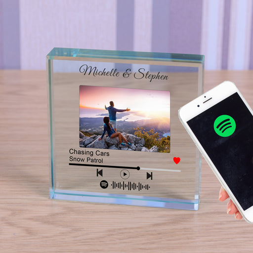 Photo Glass Token - Our Song Spotify - Anniversary Valentines Keepsake Gift