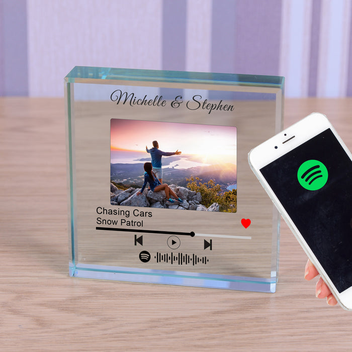 Our Song Spotify Song Playlist Photo Glass Token - Anniversary Valentines Gift