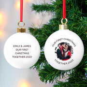 Personalised Upload Photo & Message Christmas Bauble