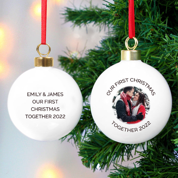 Personalised Upload Photo & Message Christmas Bauble