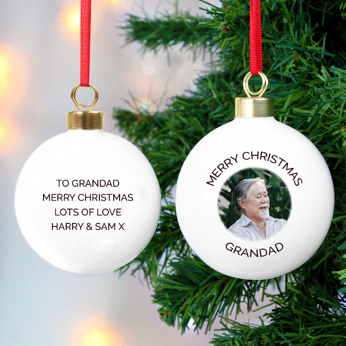 Personalised Upload Photo & Message Christmas Bauble