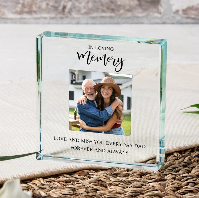 Personalised Photo In Loving Memory Memorial Glass Block