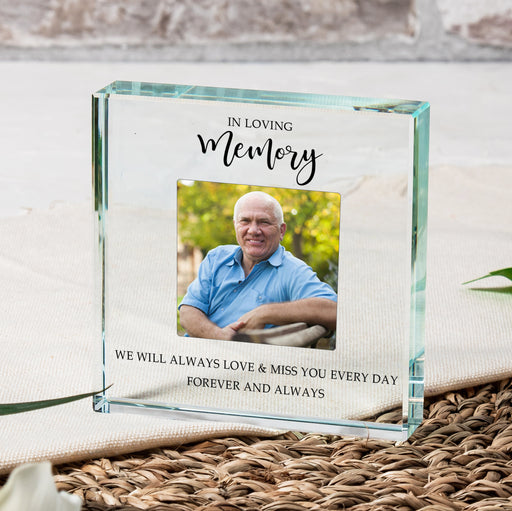 Personalised Photo Memorial Glass Token - In Loving Memory