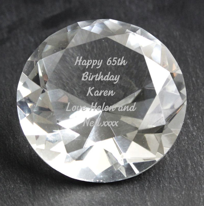 Personalised 65th Birthday Diamond Paperweight Gift Boxed