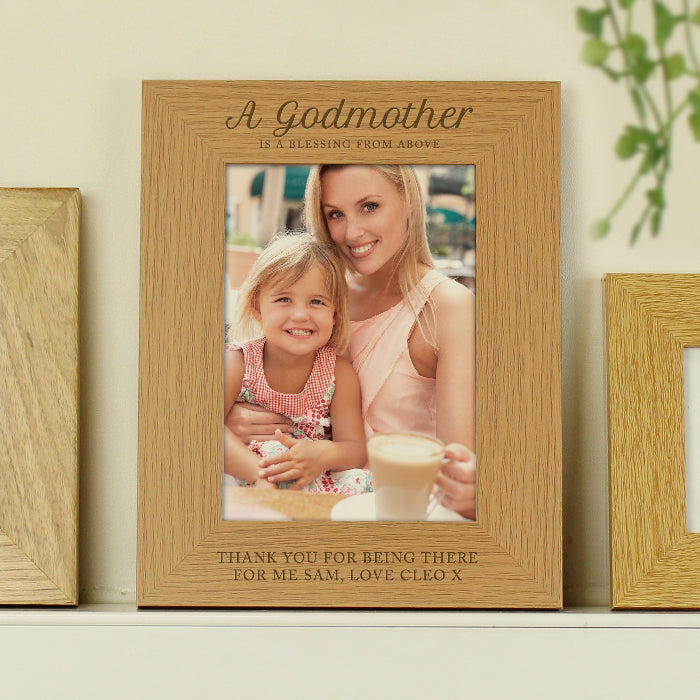 Engraved Godmother Oak Finish Photo Frame - 5x7