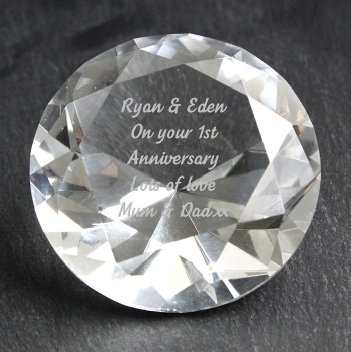 Personalised 1st Anniversary Paperweight Gift Boxed - Any Message