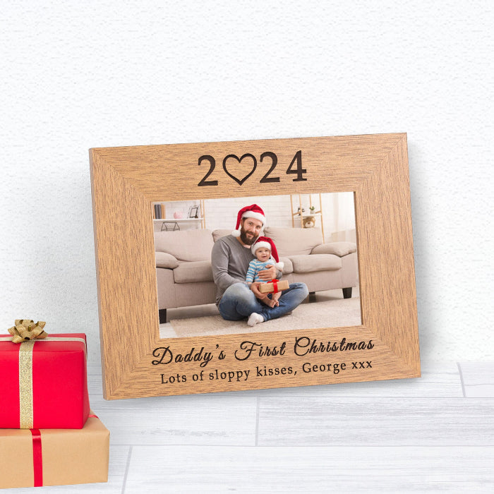 Engraved Daddy’s First Christmas Photo Frame