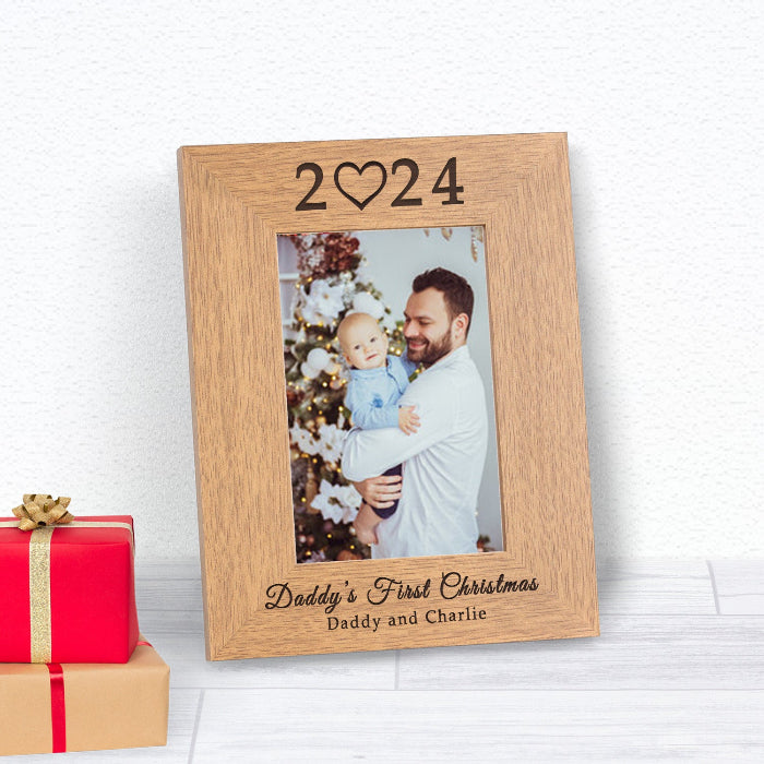 Engraved Daddy’s First Christmas Photo Frame