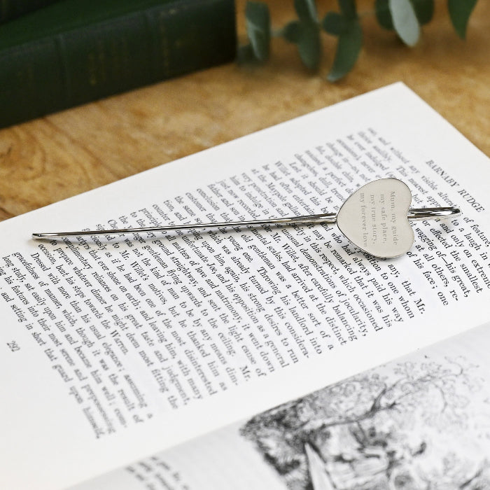 Engraved Silver Heart Bookmark - Birthday Gift | Valentine Gift