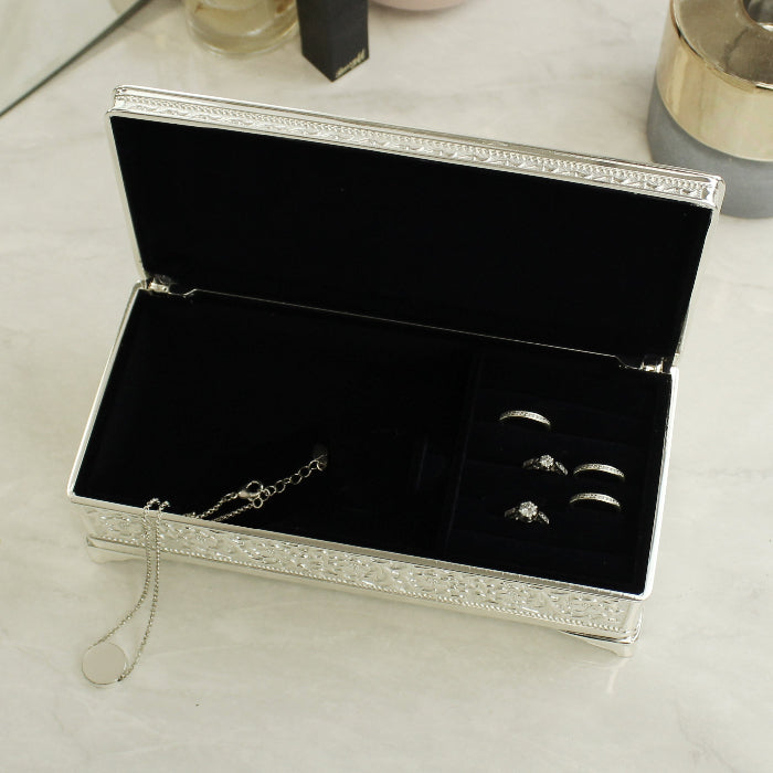 Engraved Silver Plated Trinket Box