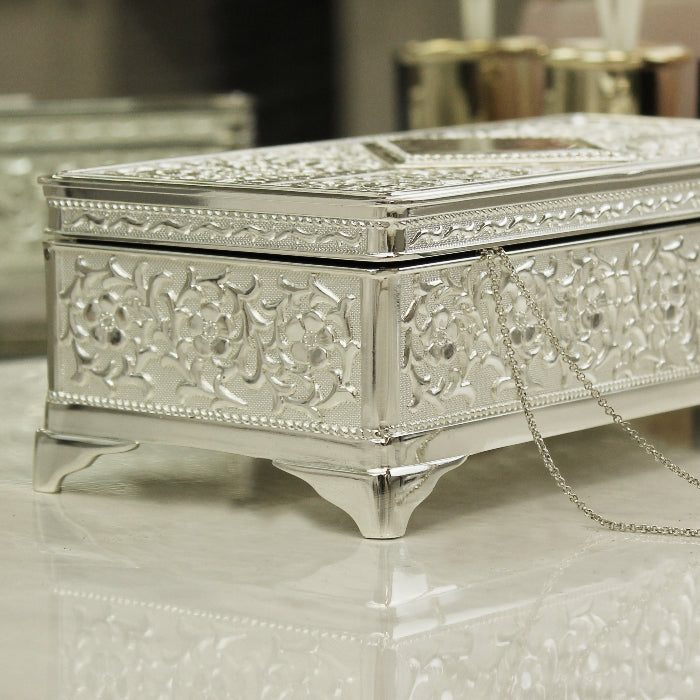 Engraved Silver Plated Trinket Box