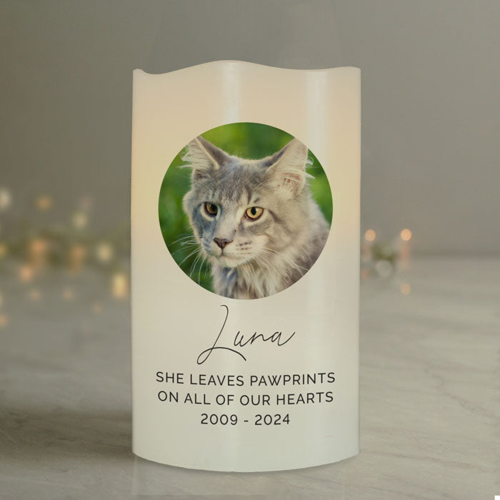Personalised Pet Memorial Photo Upload LED Candle - Cat - Dog