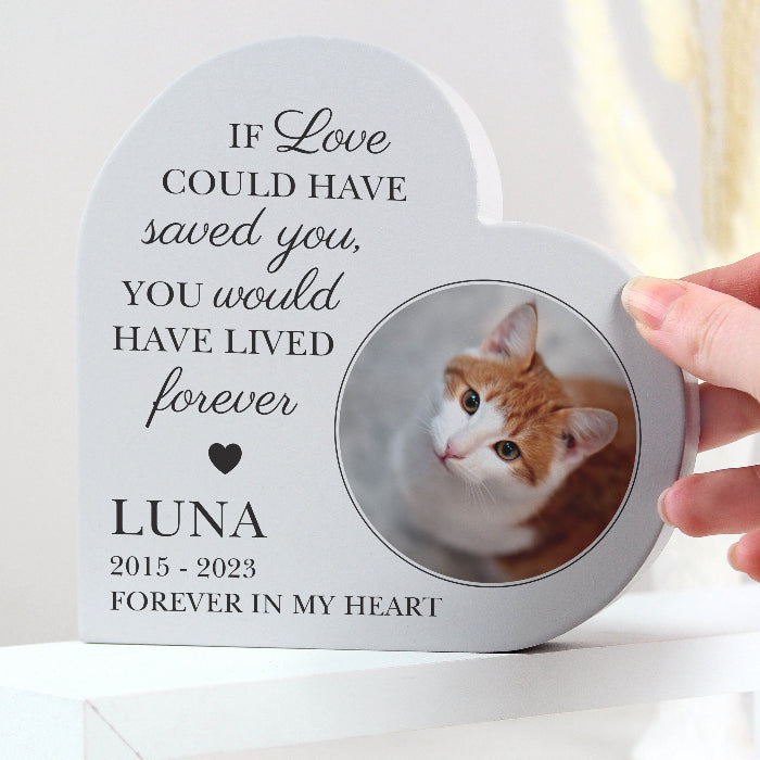 Personalised Pet Memorial Photo Upload Wooden Heart Ornament
