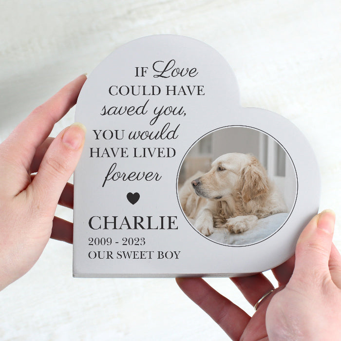 Personalised Pet Memorial Photo Upload Wooden Heart Ornament