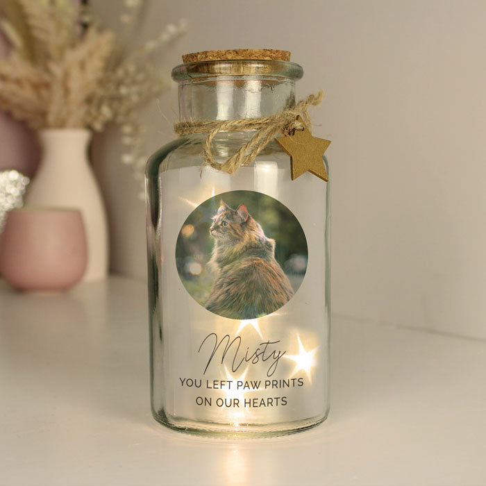 Personalised Pet Memorial Photo LED Glass Jar