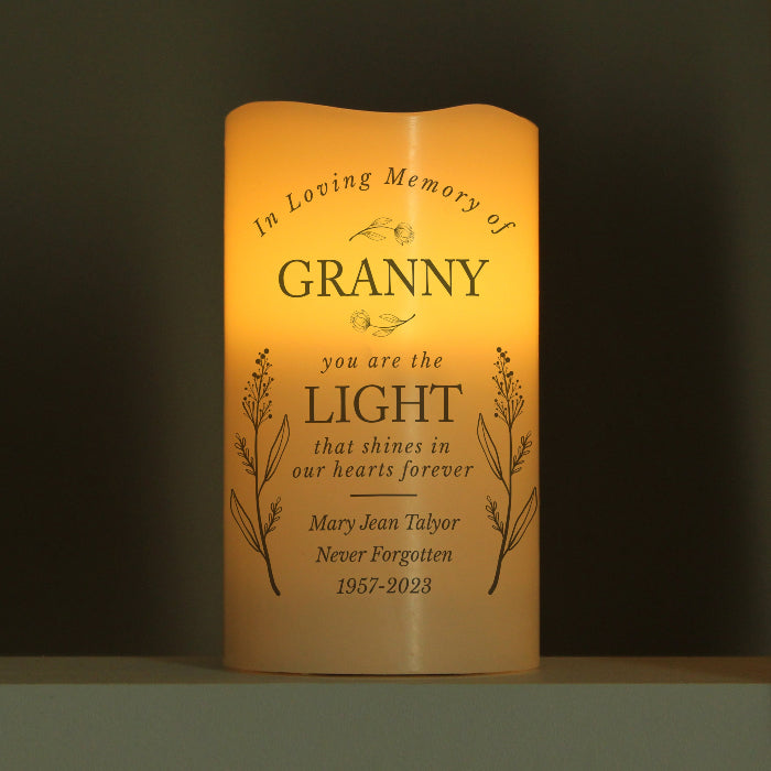Personalised In Loving Memory Memorial LED Candle