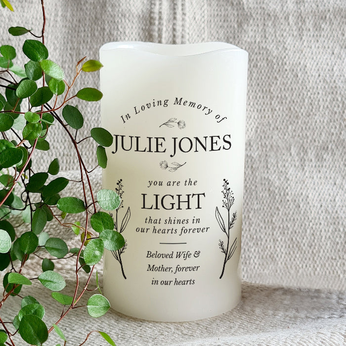 Personalised In Loving Memory Memorial LED Candle