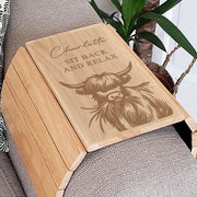 Engraved Highland Cow Wooden Sofa Tray