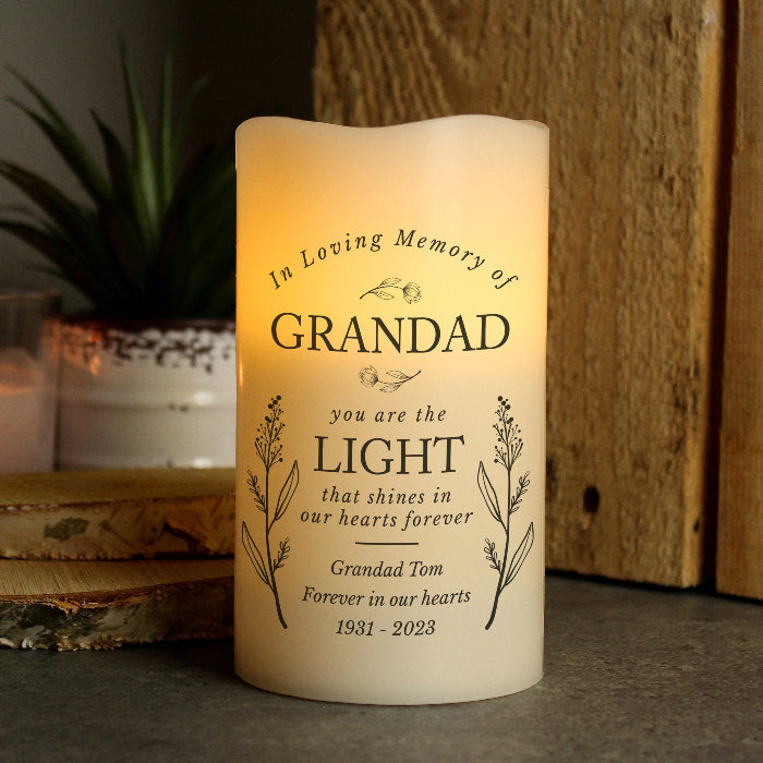 Personalised In Loving Memory Memorial LED Candle