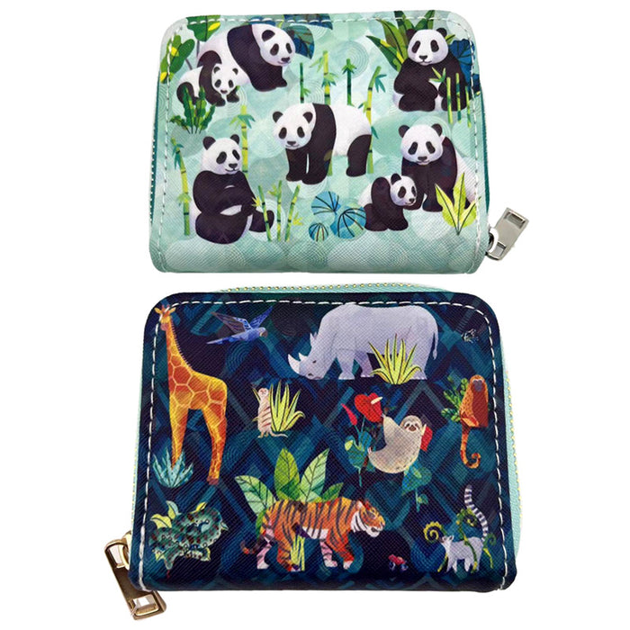 Zip Around Small Wallet Purse - Panda or Animal design