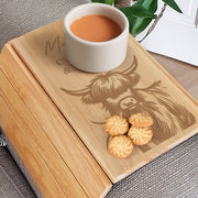 Engraved Highland Cow Wooden Sofa Tray