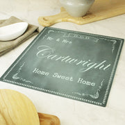 Personalised Family Chalk Glass Chopping Board & Workshop Saver