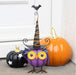 Halloween Purple Metal Owl Decoration with Witch Hat