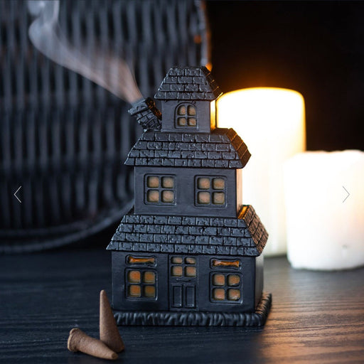 Black Haunted House Incense Cone Holder - Halloween 
