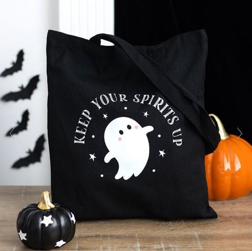 Halloween Keep Your Spirits Up Ghost Polycotton Tote Bag