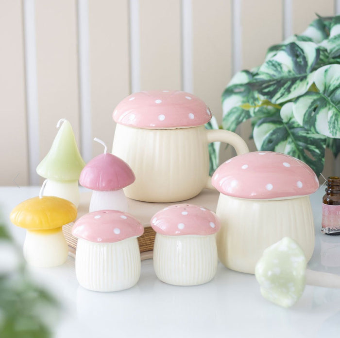 Pink Mushroom Salt and Pepper Shakers Set
