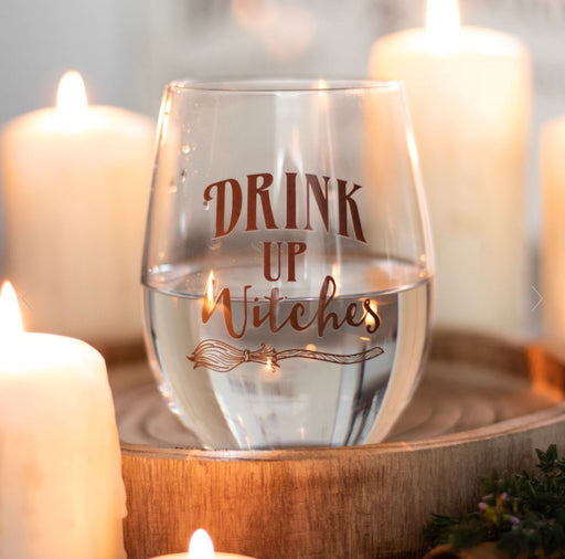 Drink Up Witches Stemless Wine Glass