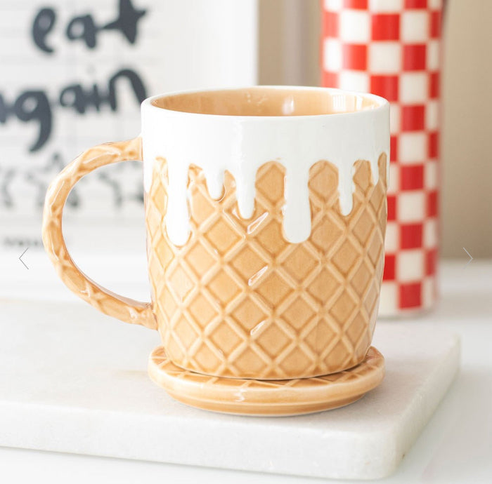 Novelty Waffle Mug and Coaster Set