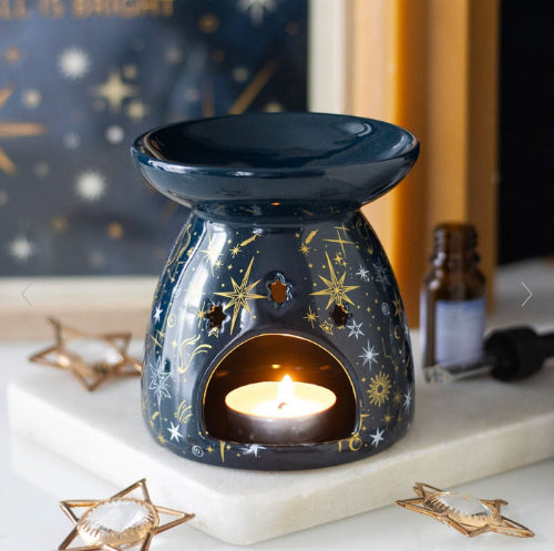 Blue Starry Night Celestial Oil Burner & Wax Melt Warmer