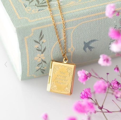 Book Shaped Locket Necklace in Gift Box