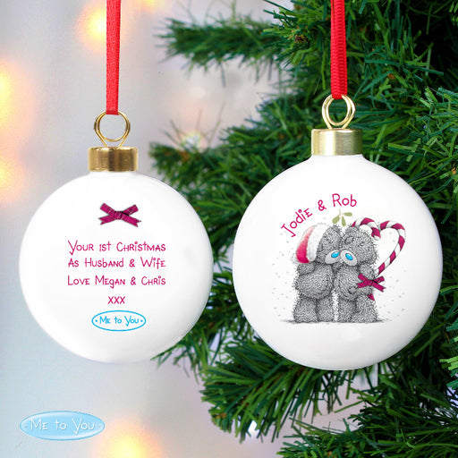 Personalised Me To You Couples Christmas Bauble