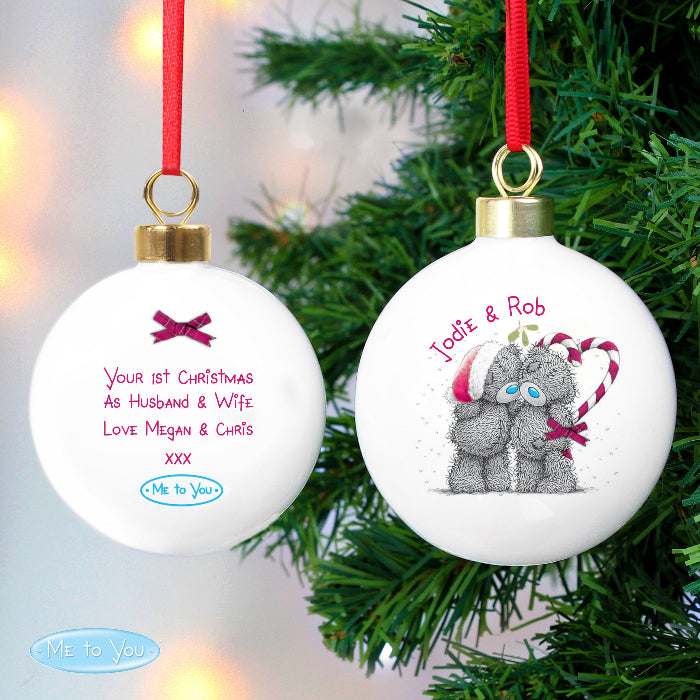 Personalised Me To You Couples Christmas Bauble