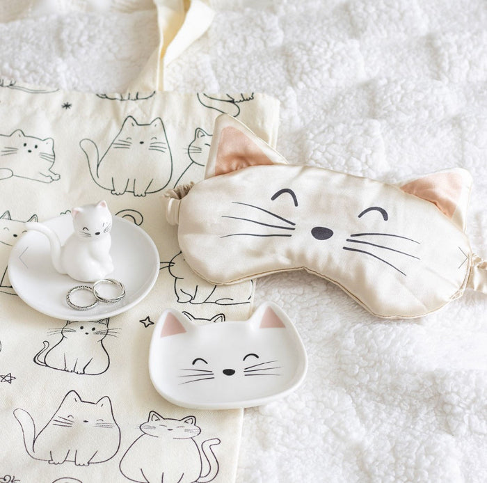 White Cat Face Satin Eye Mask