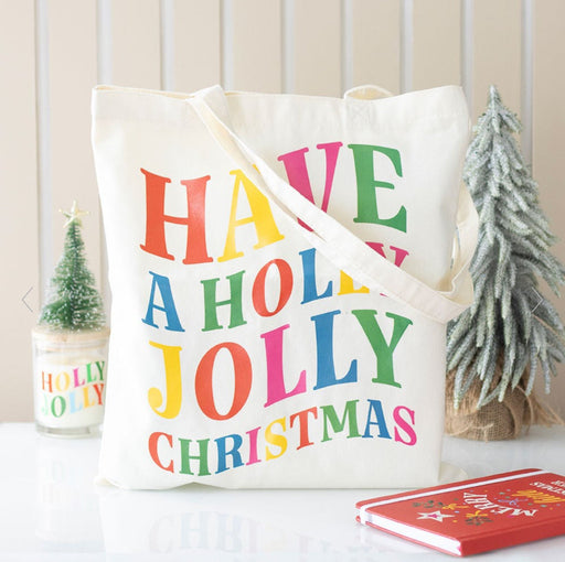 Holly Jolly Christmas Polyester Tote Bag